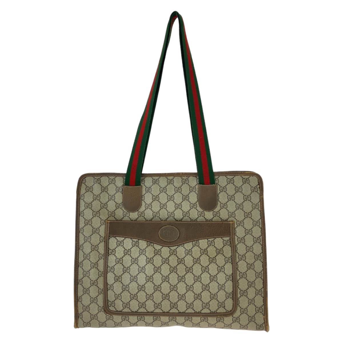 Gucci Vintage Interlocking Brown Gold Hardware GG Supreme Canvas Leather Tote Bag in Good Condition