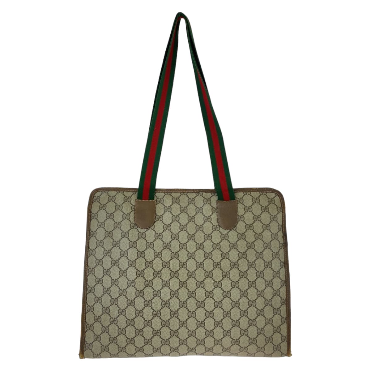 Gucci Vintage Interlocking Brown Gold Hardware GG Supreme Canvas Leather Tote Bag in Good Condition