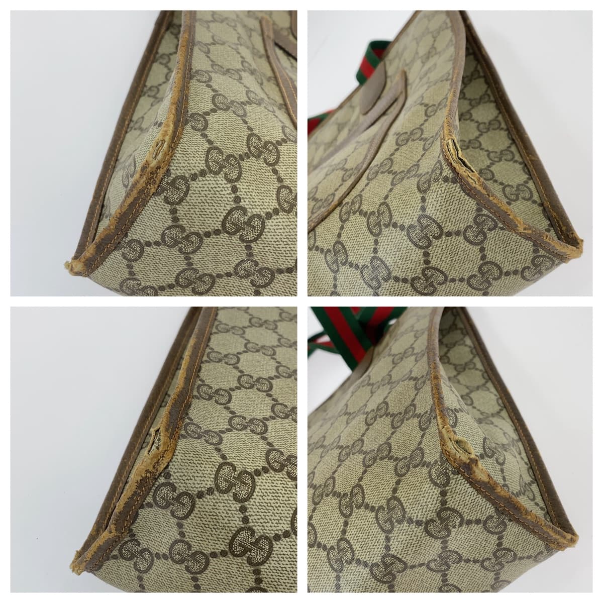 Gucci Vintage Interlocking Brown Gold Hardware GG Supreme Canvas Leather Tote Bag in Good Condition