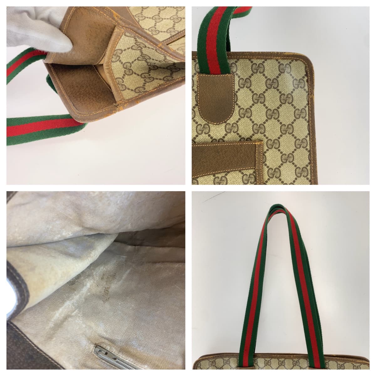 Gucci Vintage Interlocking Brown Gold Hardware GG Supreme Canvas Leather Tote Bag in Good Condition