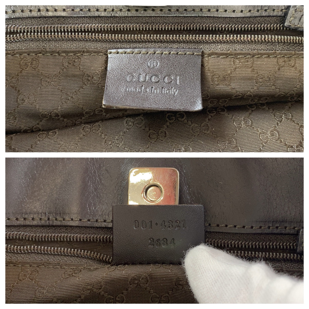 Gucci Canvas Shoulder Bag Beige Silver Hardware in Very Good Condition