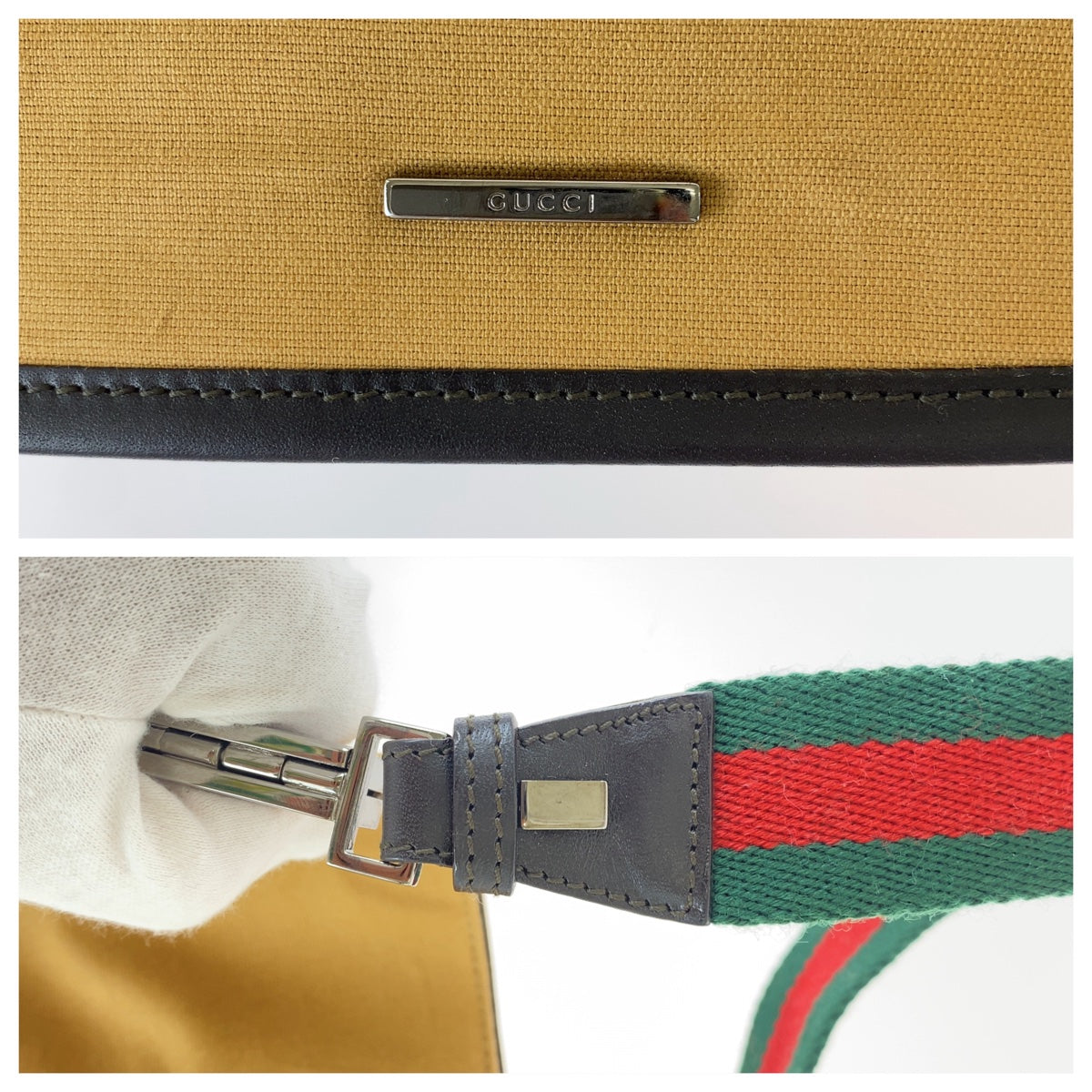 Gucci Canvas Shoulder Bag Beige