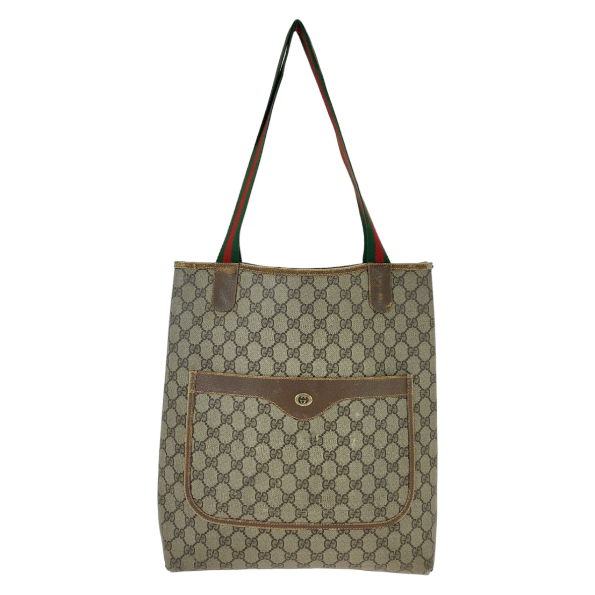 Gucci Vintage GG Supreme Canvas Leather Tote Shoulder Bag in Good Condition