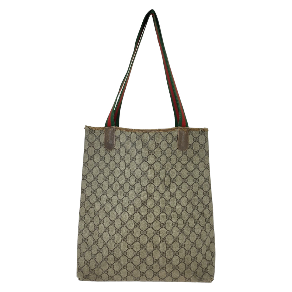 Gucci Vintage GG Supreme Canvas Leather Tote Shoulder Bag in Good Condition