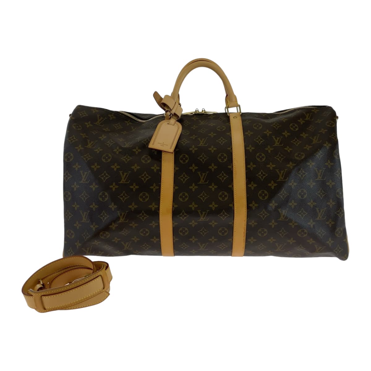 Louis Vuitton Monogram Keepall 60 Bandouliere Brown PVC M41412 in Great Condition