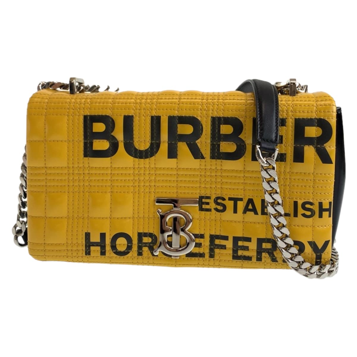 Burberry Leather Roller TB Bag Yellow Black Silver Hardware Crossbody in Great Condition