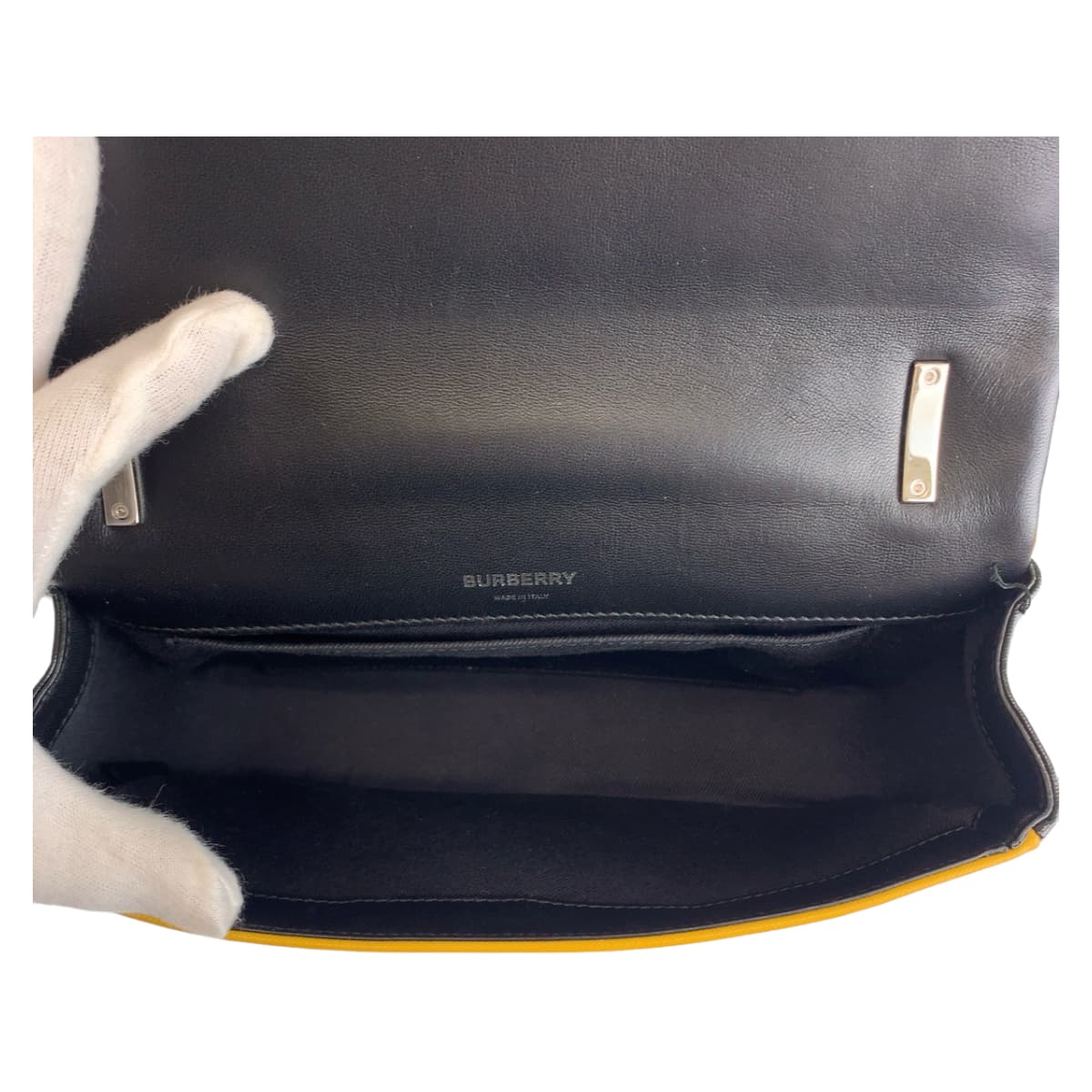 Burberry Leather Roller TB Bag Yellow Black Silver Hardware Crossbody in Great Condition