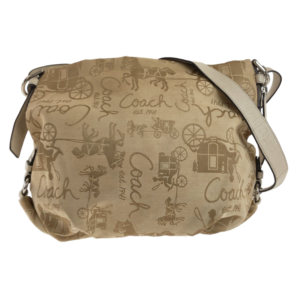 Coach Canvas/Leather Horse and Carriage Shoulder Bag Pochette in Good Condition