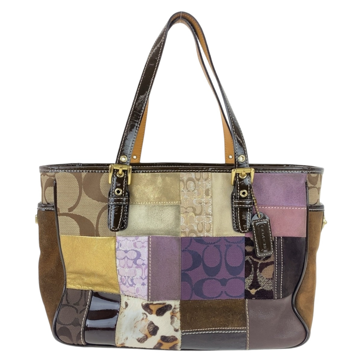 Coach Patchwork Canvas/Leather/Suede Tote Shoulder Bag in Very Good Condition