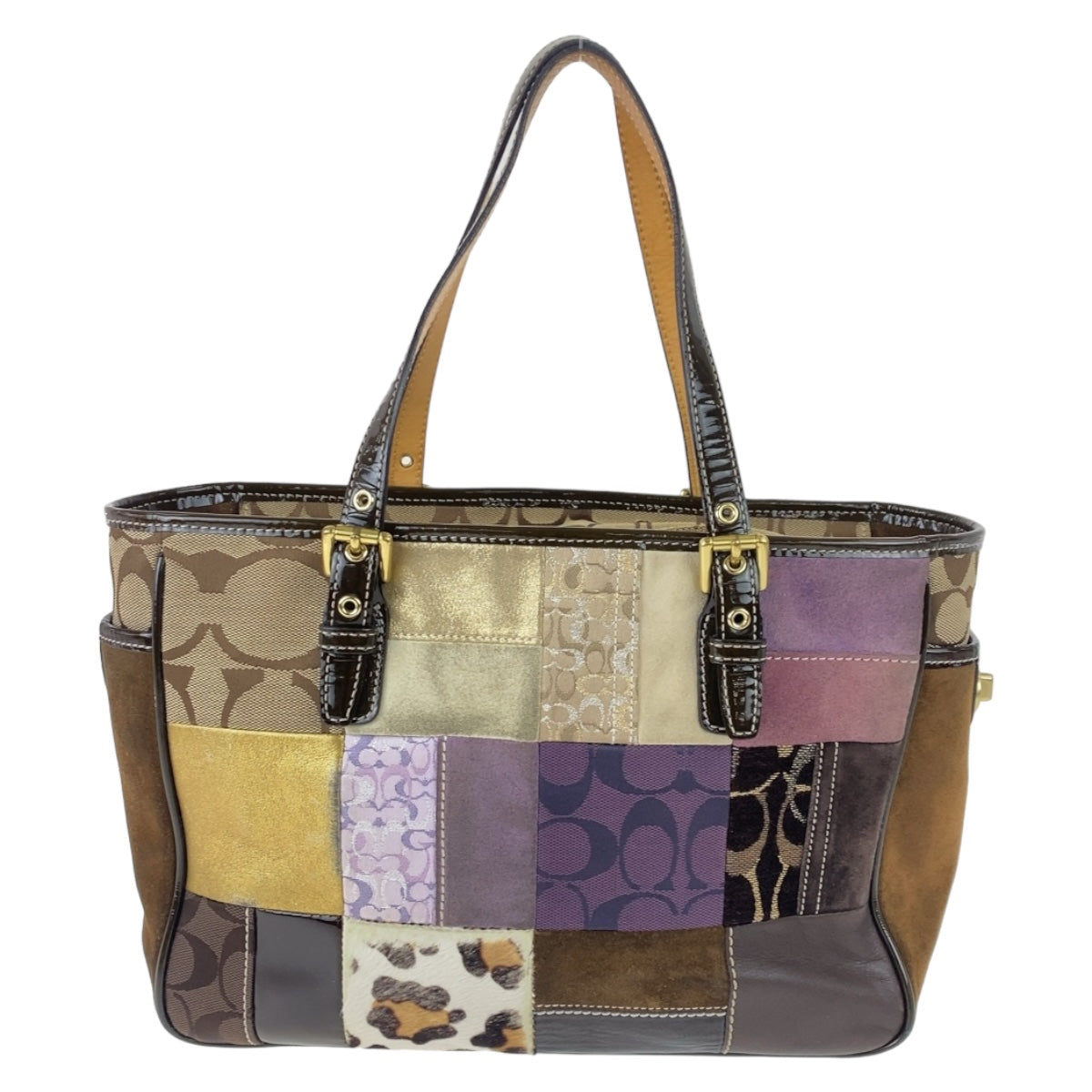 Coach Patchwork Canvas/Leather/Suede Tote Shoulder Bag in Very Good Condition