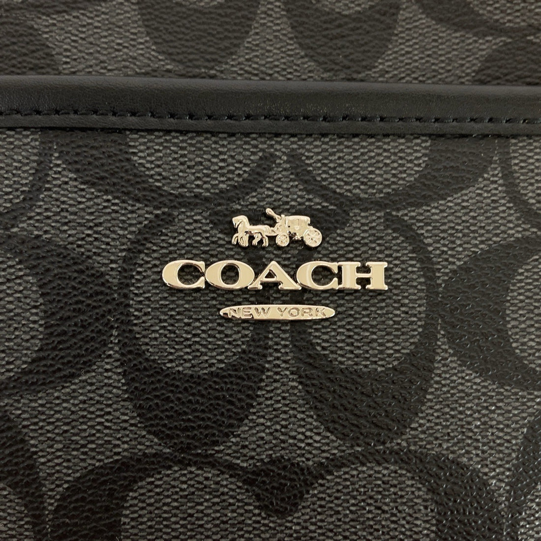 Coach Signature Black PVC Leather Shoulder Bag