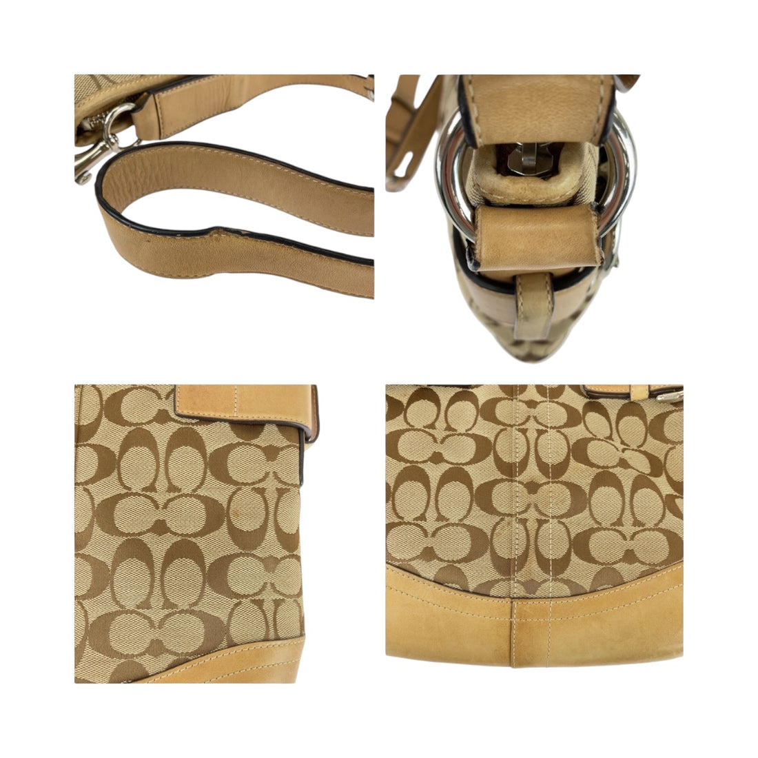 Coach Beige Signature Canvas Shoulder Bag