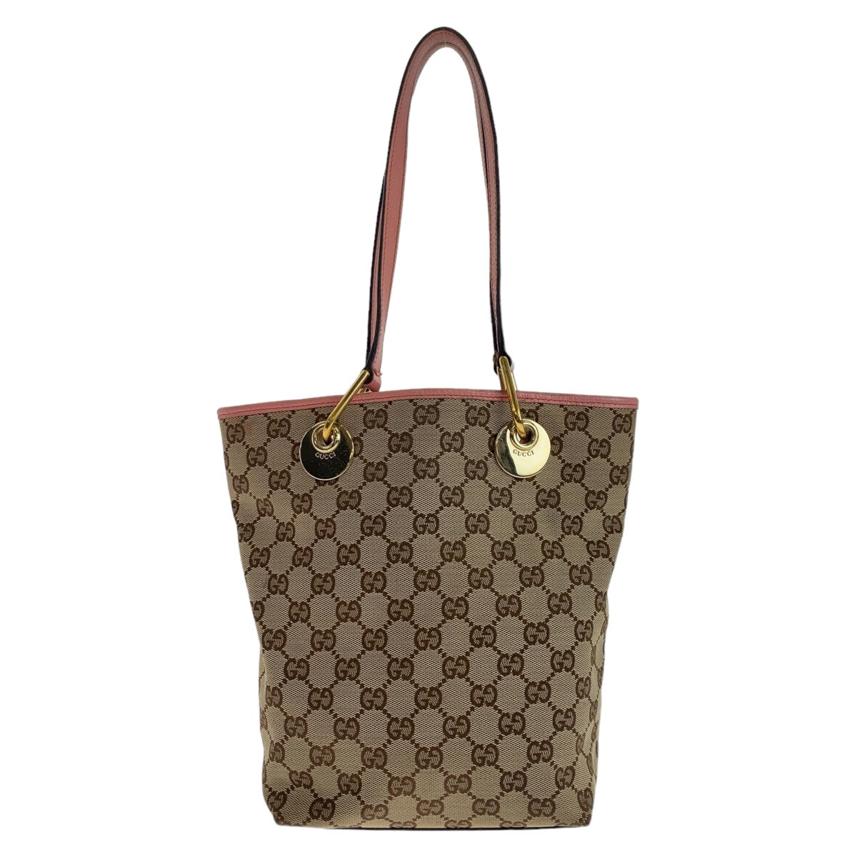 Gucci GG Canvas Tote Bag Beige Brown Gold Hardware in Very Good Condition