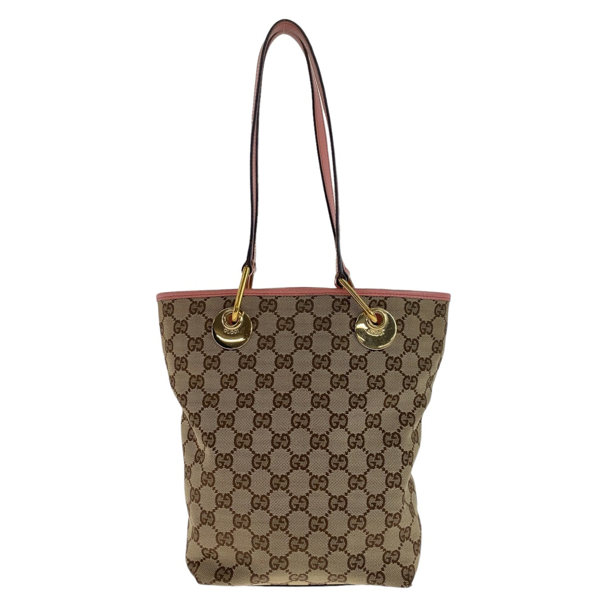 Gucci GG Canvas Tote Bag Beige Brown Gold Hardware in Very Good Condition