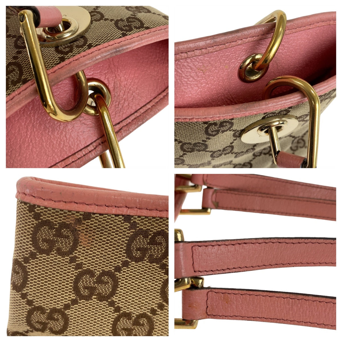 Gucci GG Canvas Tote Bag Beige Brown