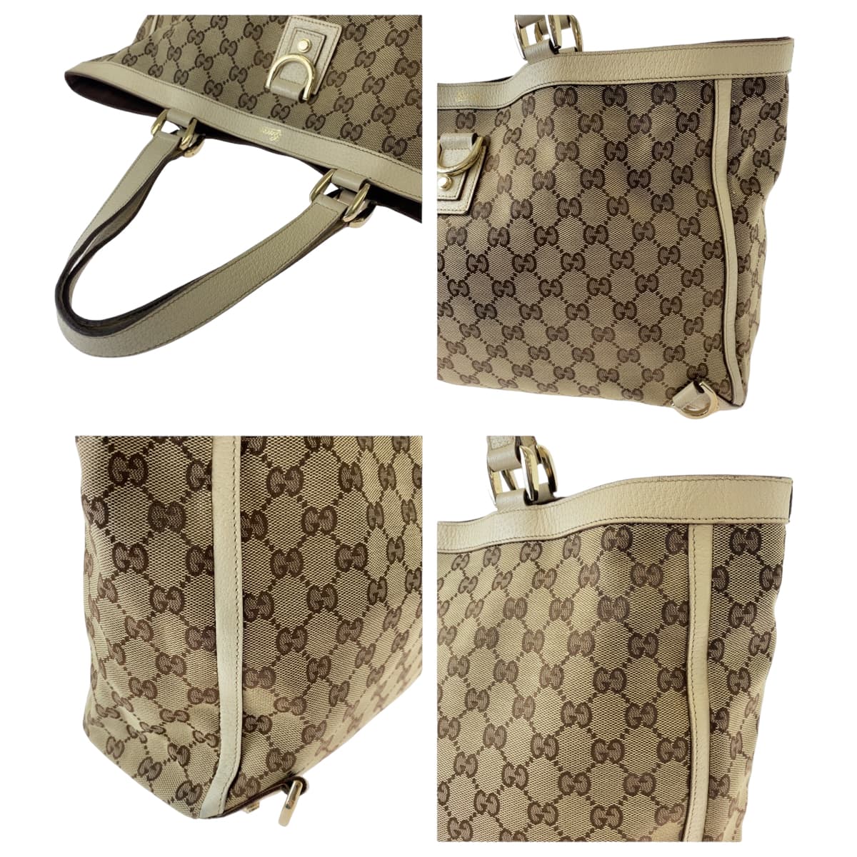 Gucci Beige Brown GG Canvas Tote Bag