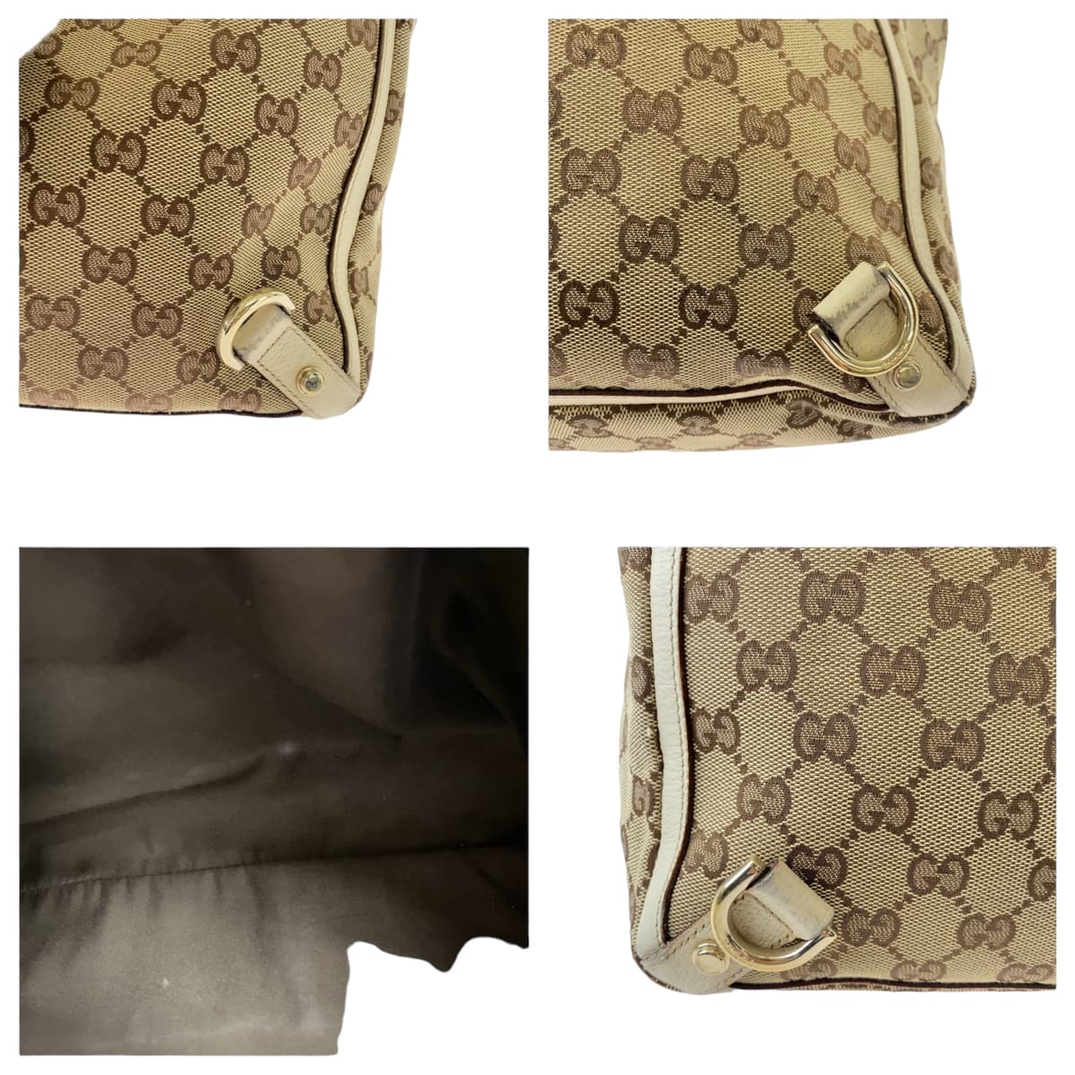 Gucci Beige Brown GG Canvas Tote Bag