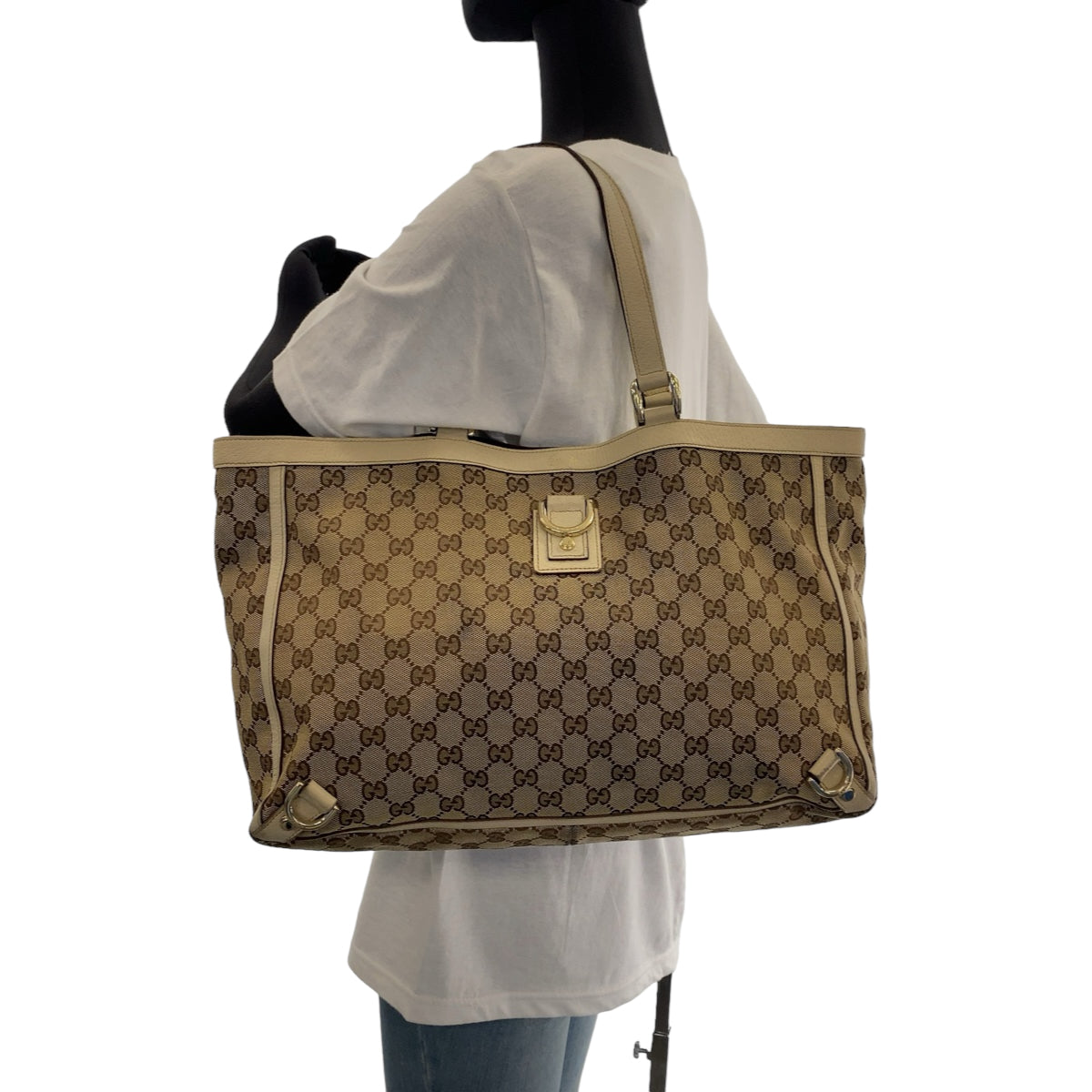 Gucci Beige Brown GG Canvas Tote Bag