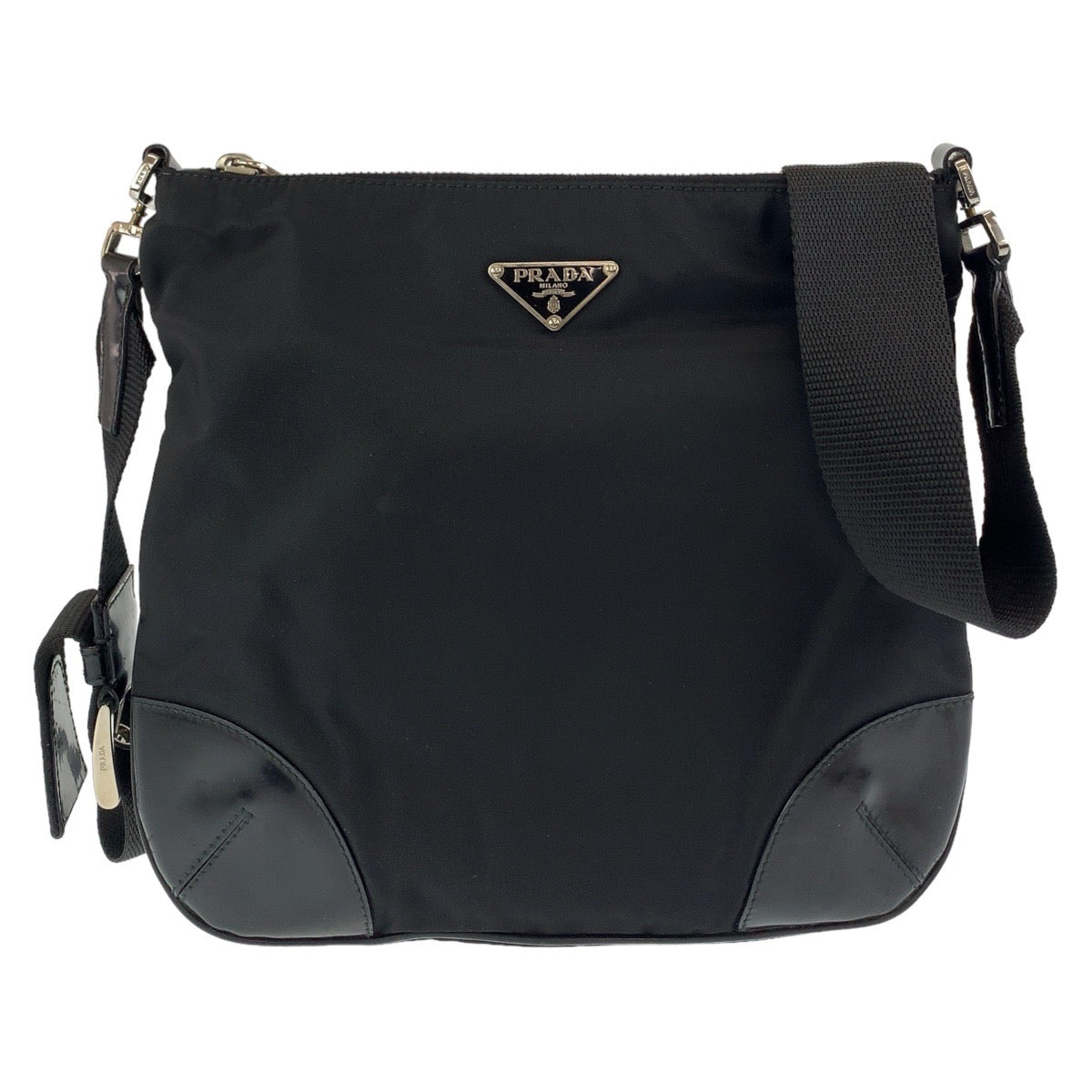 Prada Nylon Leather Tessuto Logo Shoulder Bag