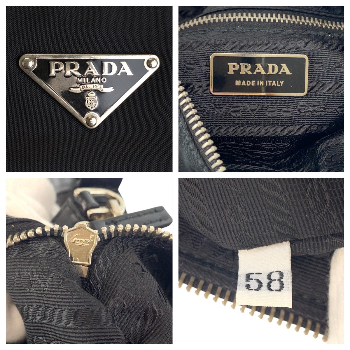 Prada Tessuto Nylon/Leather Triangle Logo Plate Shoulder Bag in Very Good Condition