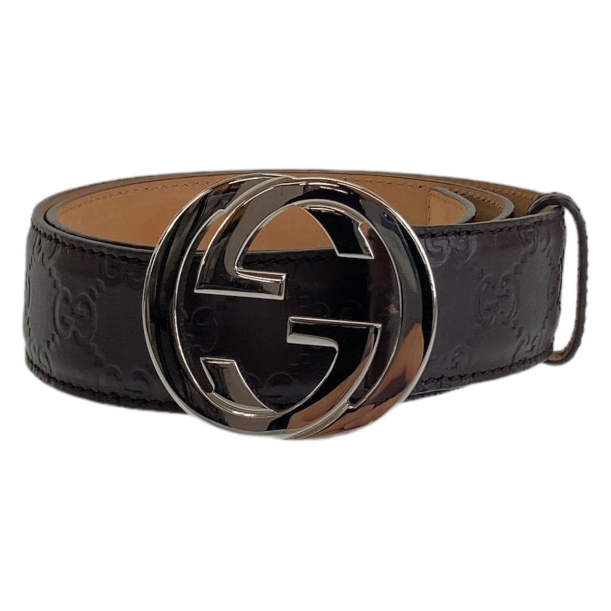 Gucci Leather Interlocking Belt Buckle