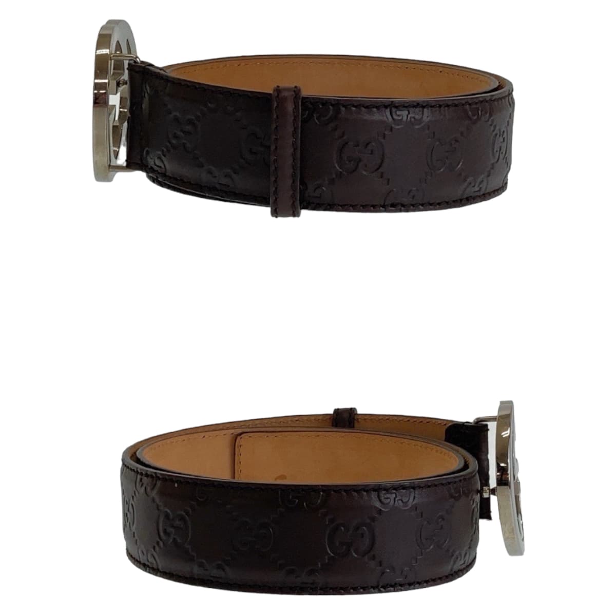 Gucci Leather Interlocking Belt Buckle