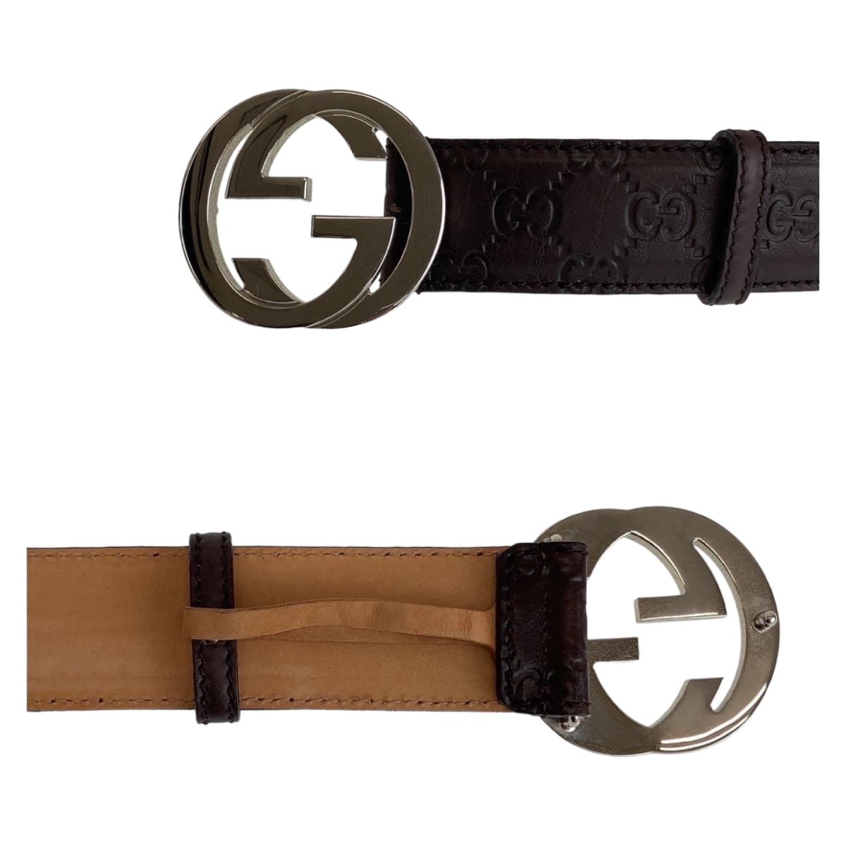 Gucci Leather Interlocking Belt Buckle