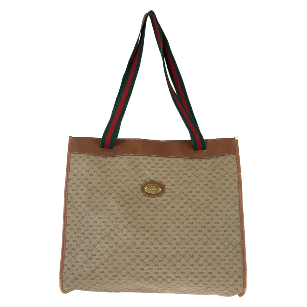 Gucci Vintage GG Supreme Canvas Leather Tote Bag