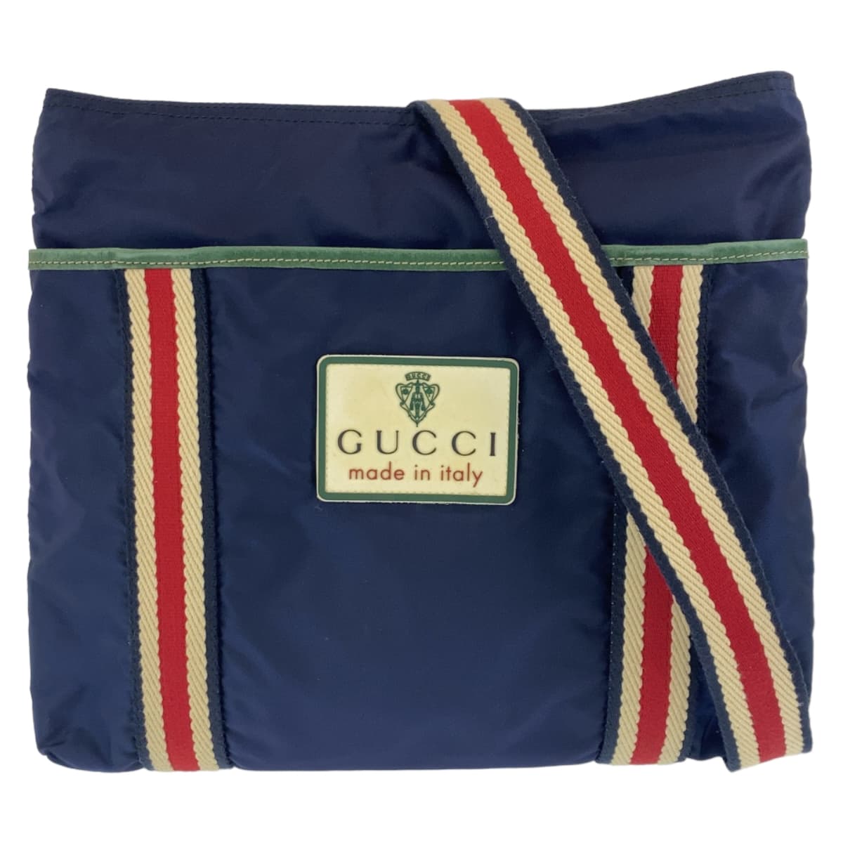 Gucci Nylon Navy Multicolor Shoulder Bag 189662 in Very Good Condition