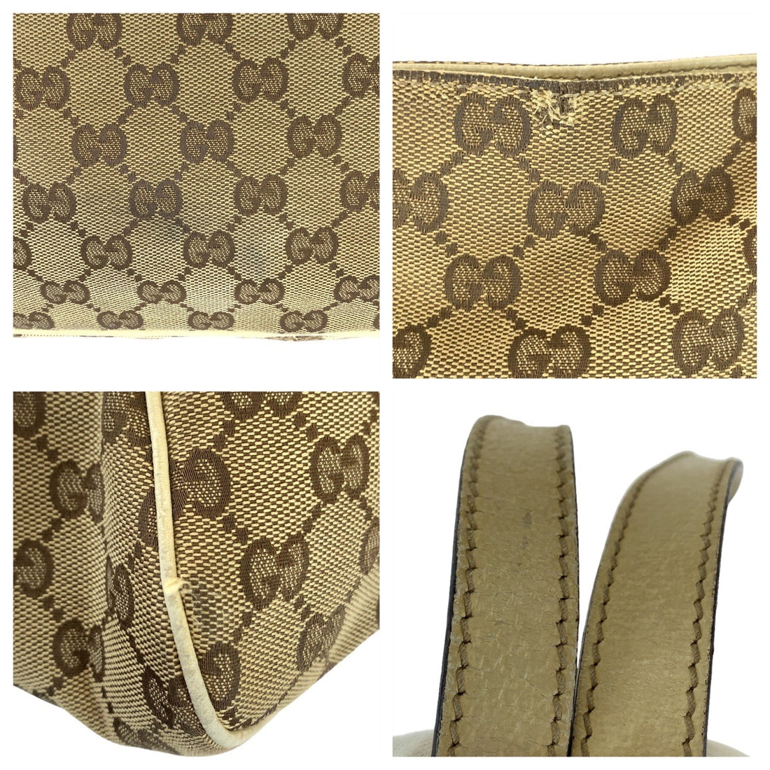 Gucci GG Canvas Tote Bag Beige White