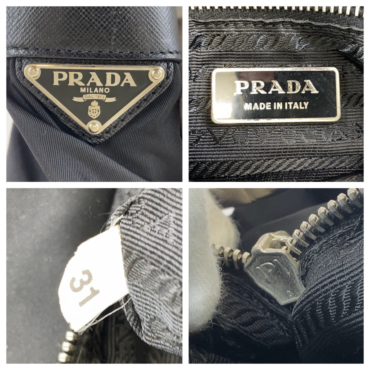 Prada Nylon/Leather Tessuto Triangle Logo Plate Shoulder Bag in Great Condition