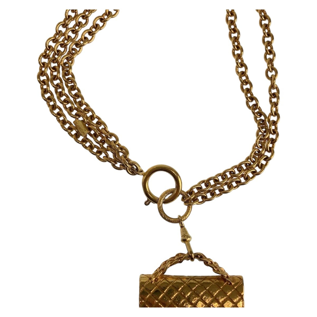 Chanel Vintage Gold Metal Matelasse Necklace