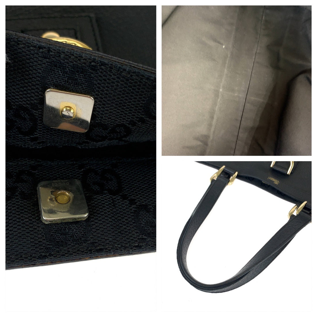 Gucci Leather Abby Tote Bag Black Gold