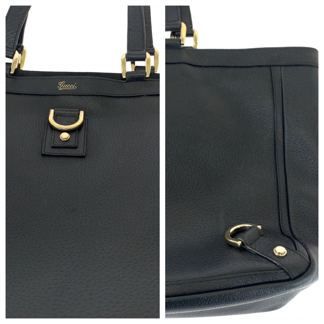 Gucci Leather Abby Tote Bag Black Gold