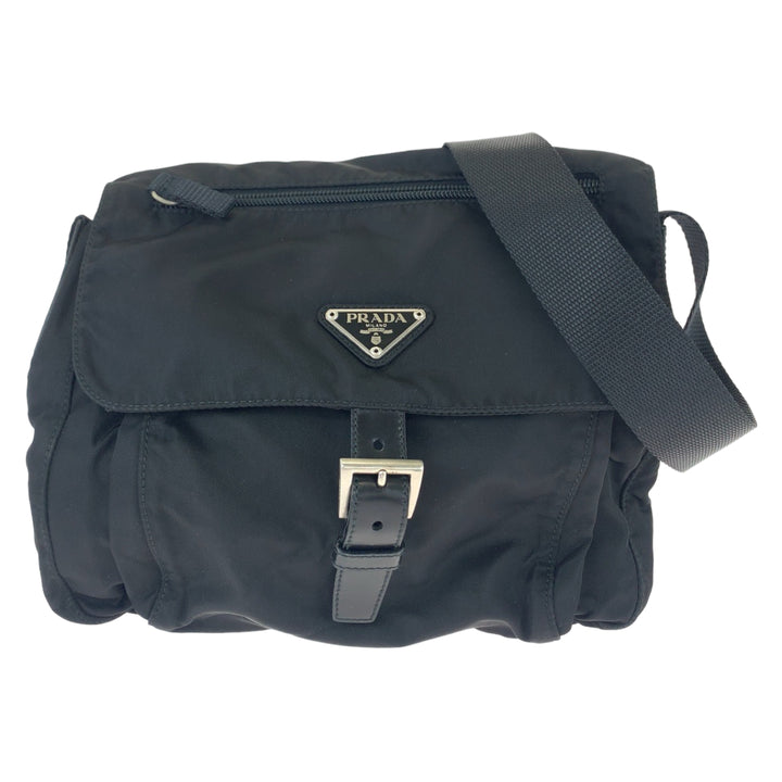 Prada Nylon Tessuto Logo Plate Shoulder Bag