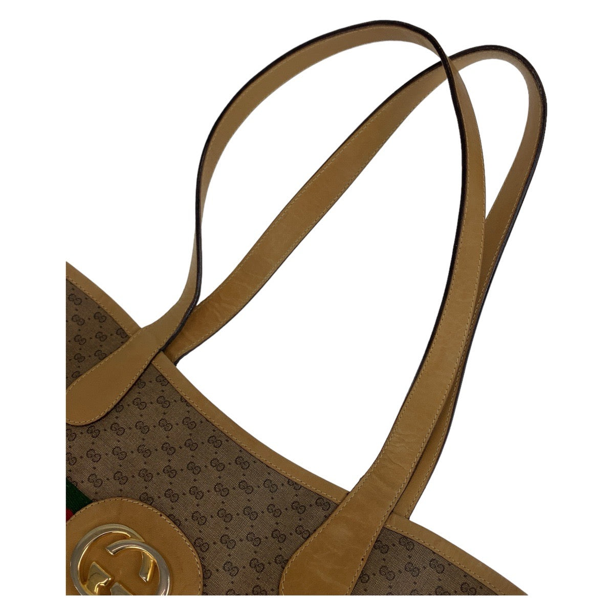 Gucci GG Supreme Canvas/Leather Micro GG Interlocking Old Gucci Tote Bag in Very Good Condition