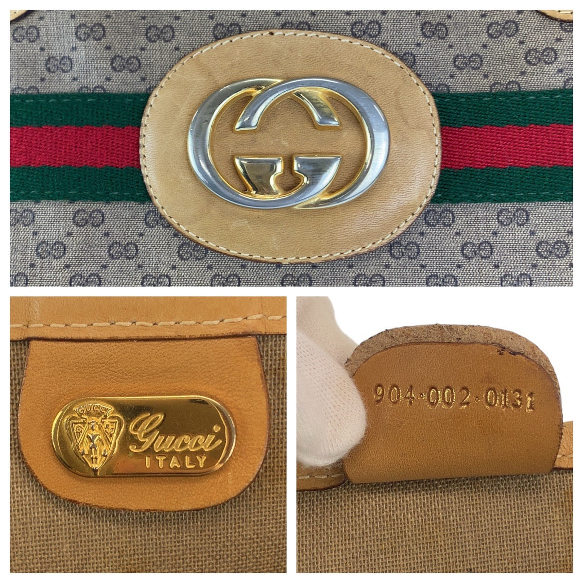 Gucci GG Supreme Canvas/Leather Micro GG Interlocking Old Gucci Tote Bag in Very Good Condition