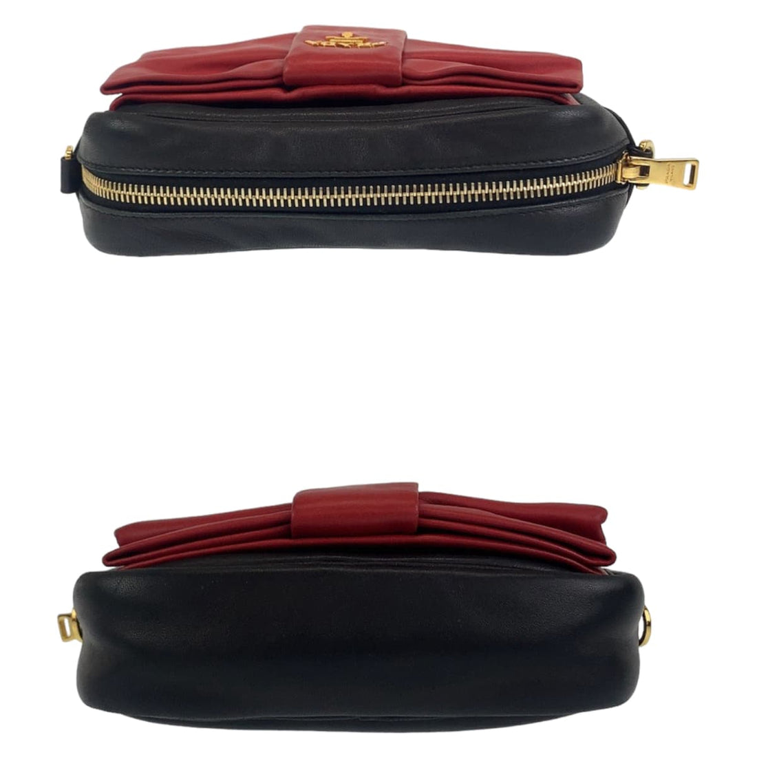 Prada Leather Ribbon Motif Shoulder Bag