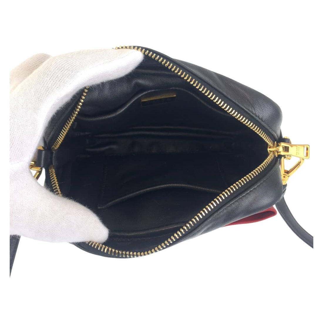 Prada Leather Ribbon Motif Shoulder Bag