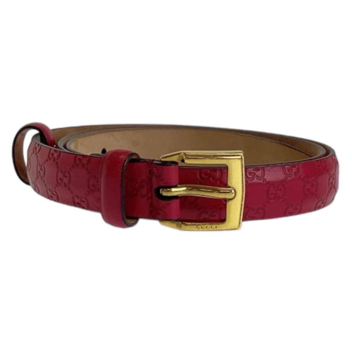 Gucci Leather Belt Pink Gold Hardware