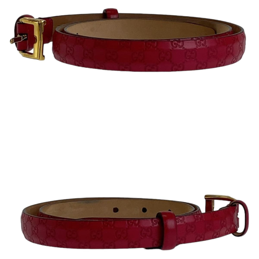 Gucci Leather Belt Pink Gold Hardware