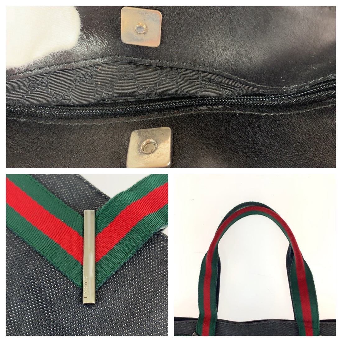 Gucci Denim/Leather Tote Bag