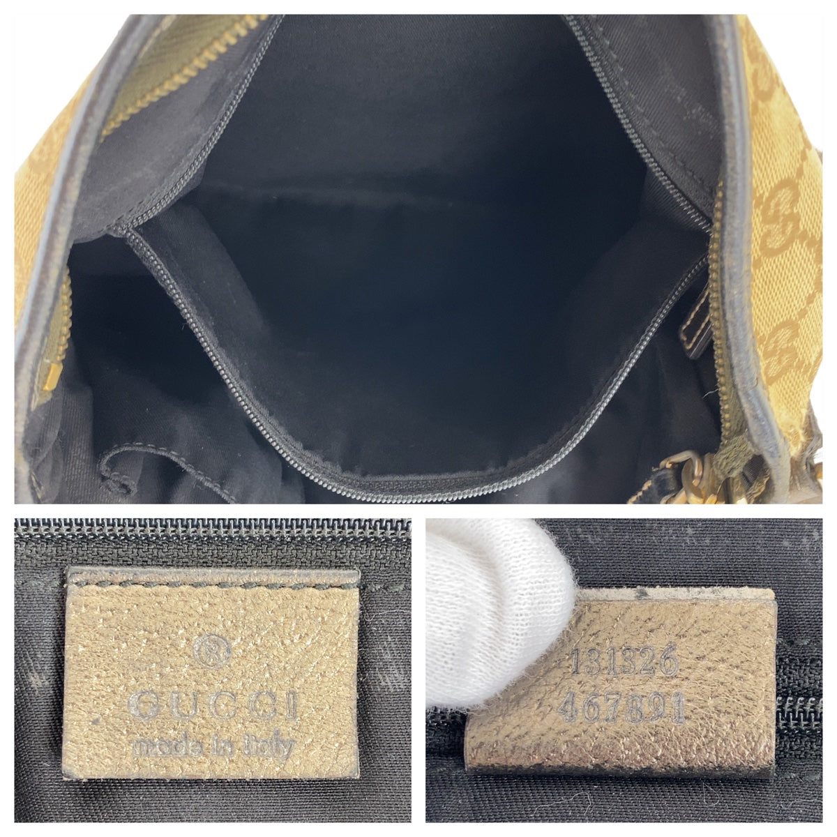 Gucci Abbey GG Canvas/Leather Shoulder Bag 131326 in Good Condition