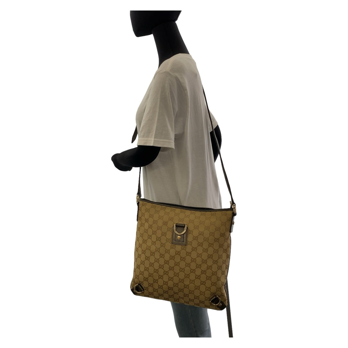 Gucci Abbey GG Canvas/Leather Shoulder Bag 131326 in Good Condition