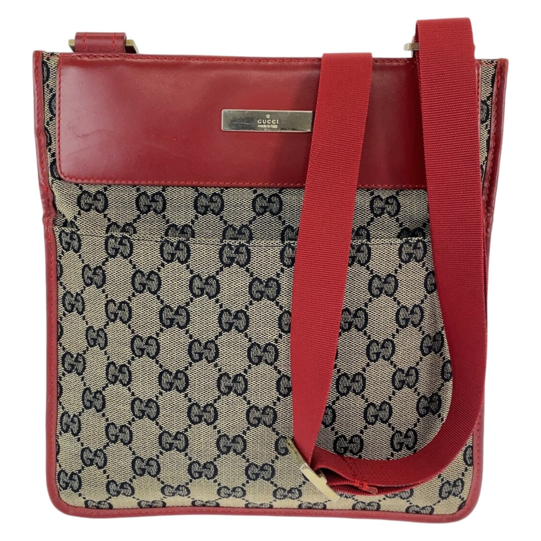 Gucci GG Canvas Shoulder Bag Red Beige