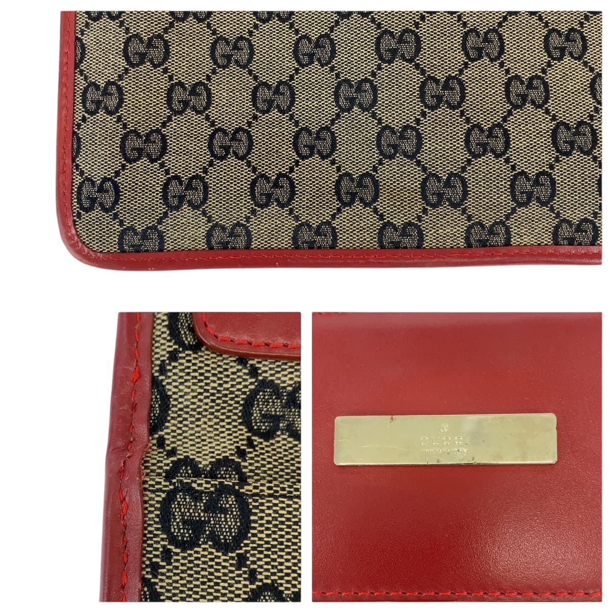 Gucci GG Canvas Shoulder Bag Red Beige