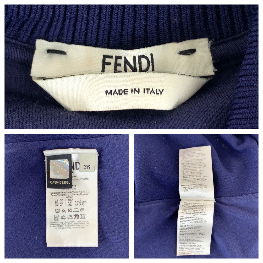 Fendi Polyester Track Jacket Navy Brown in Great Condition