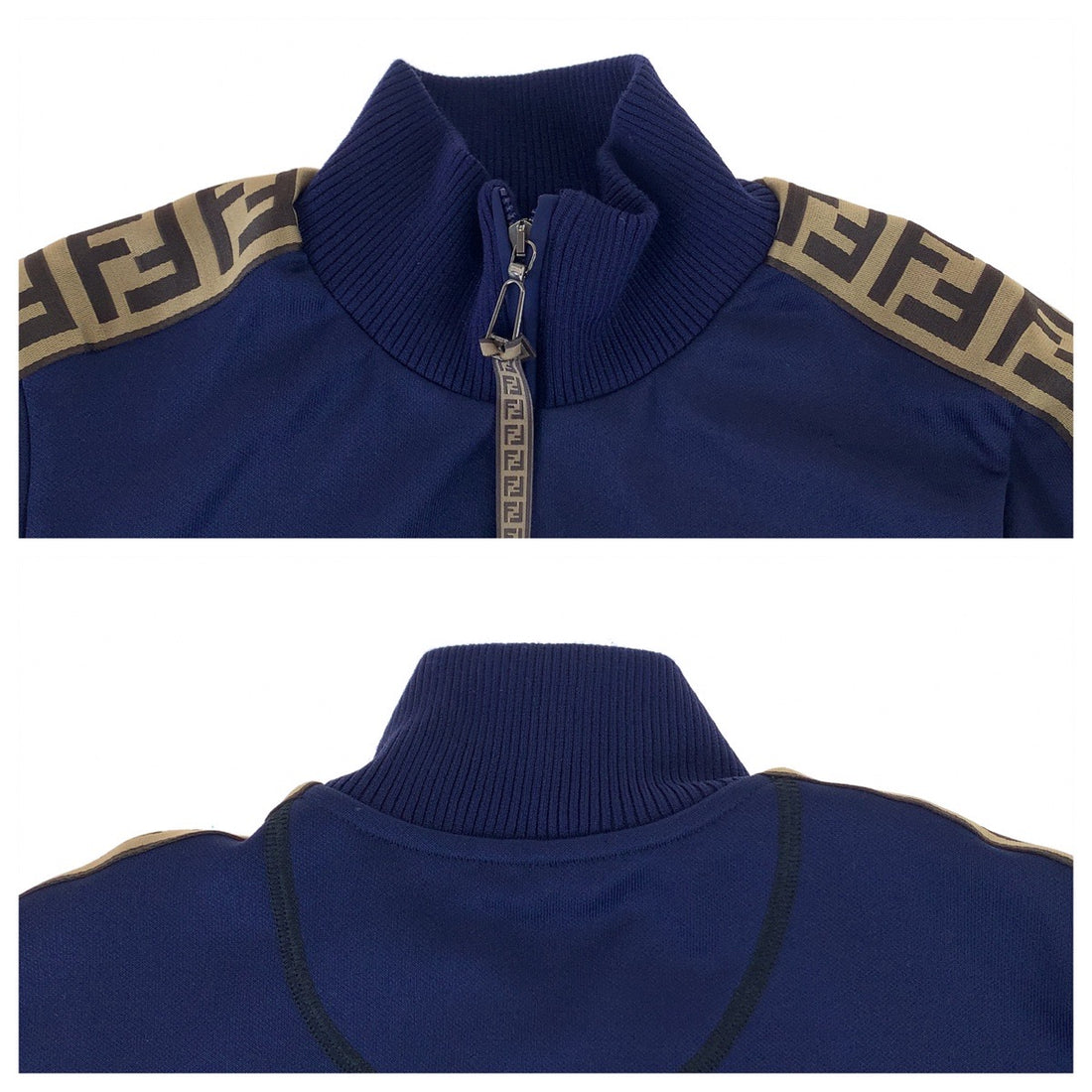 Fendi Polyester Track Jacket Navy Brown