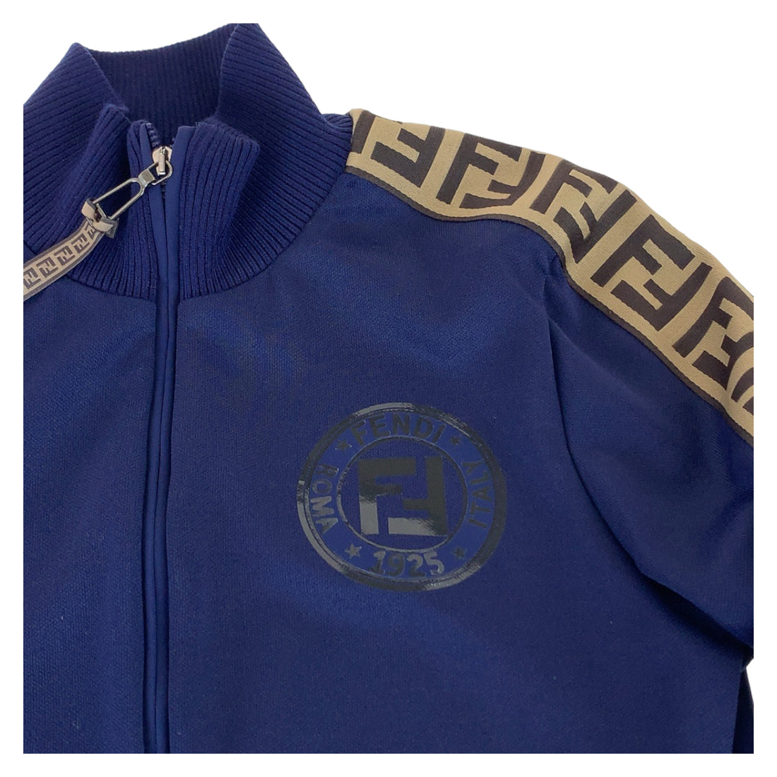 Fendi Polyester Track Jacket Navy Brown