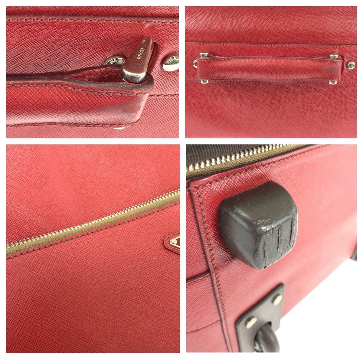 Prada Saffiano Leather Triangle Logo Travel Bag